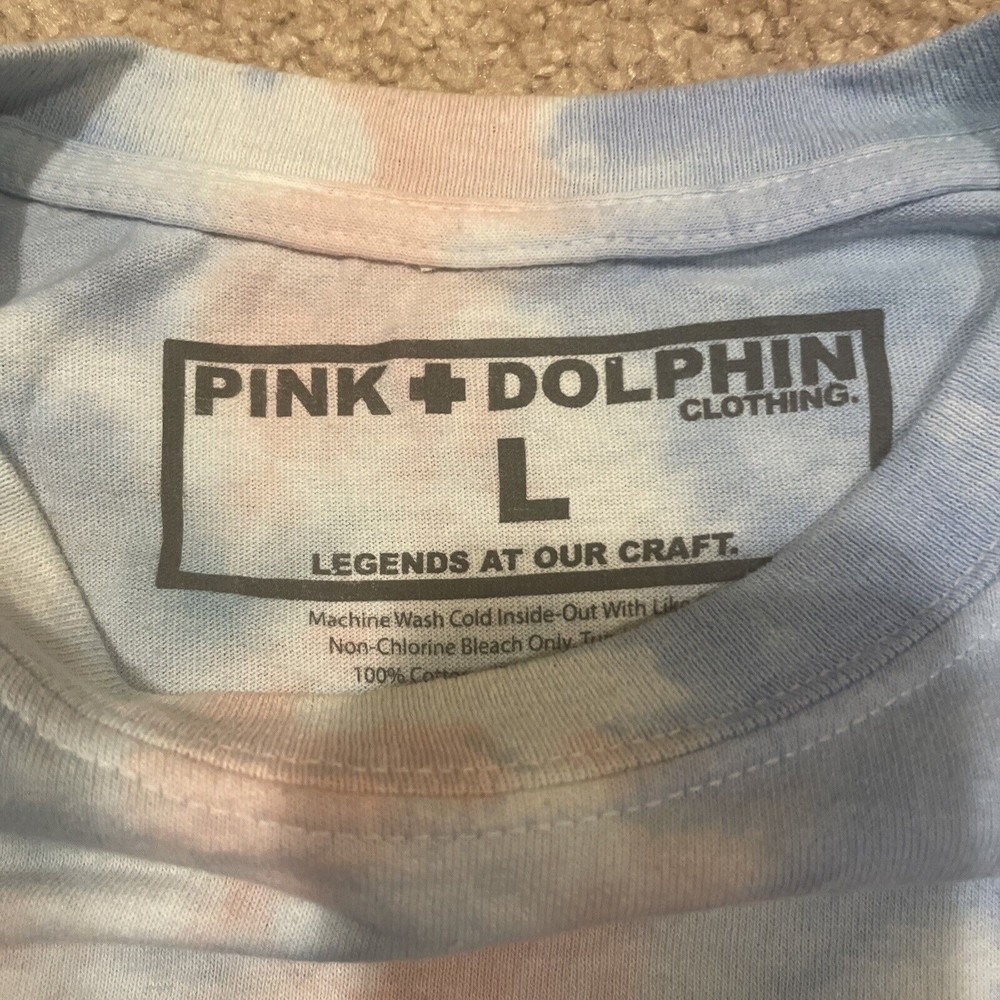 Blue Pink Dolphin Men's Tie Dye Rare Individual T Shirt Size Large - Picture 3 of 5